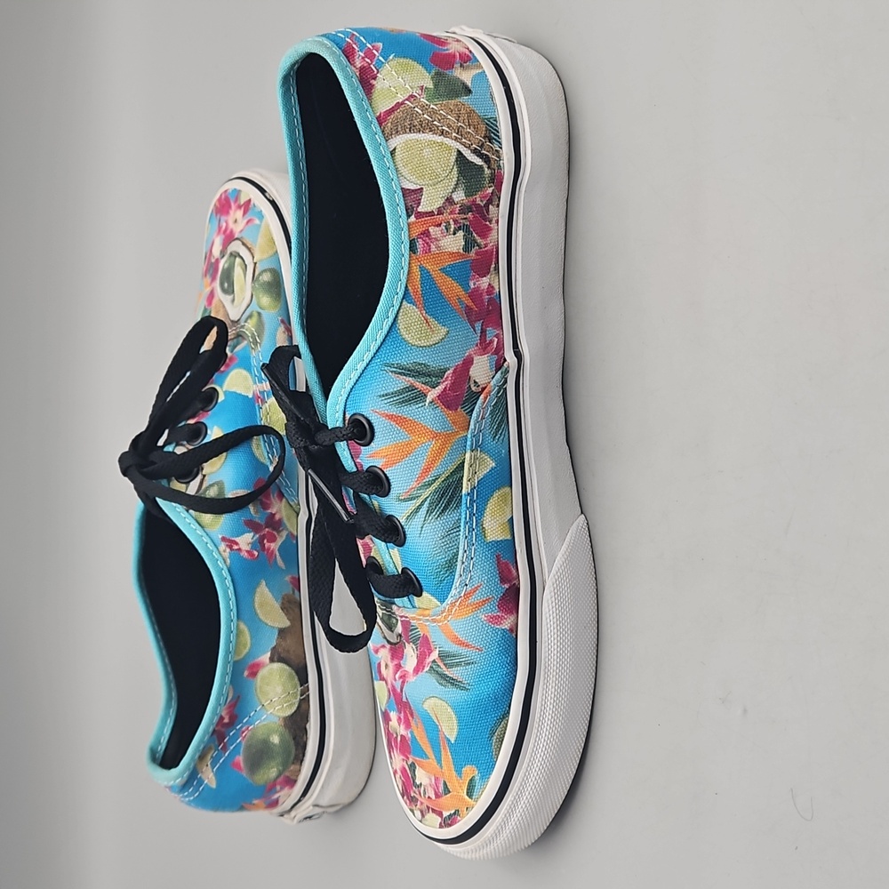 Vans Turquoise Floral Athletic Shoes with Black Laces - Picture 3 of 10